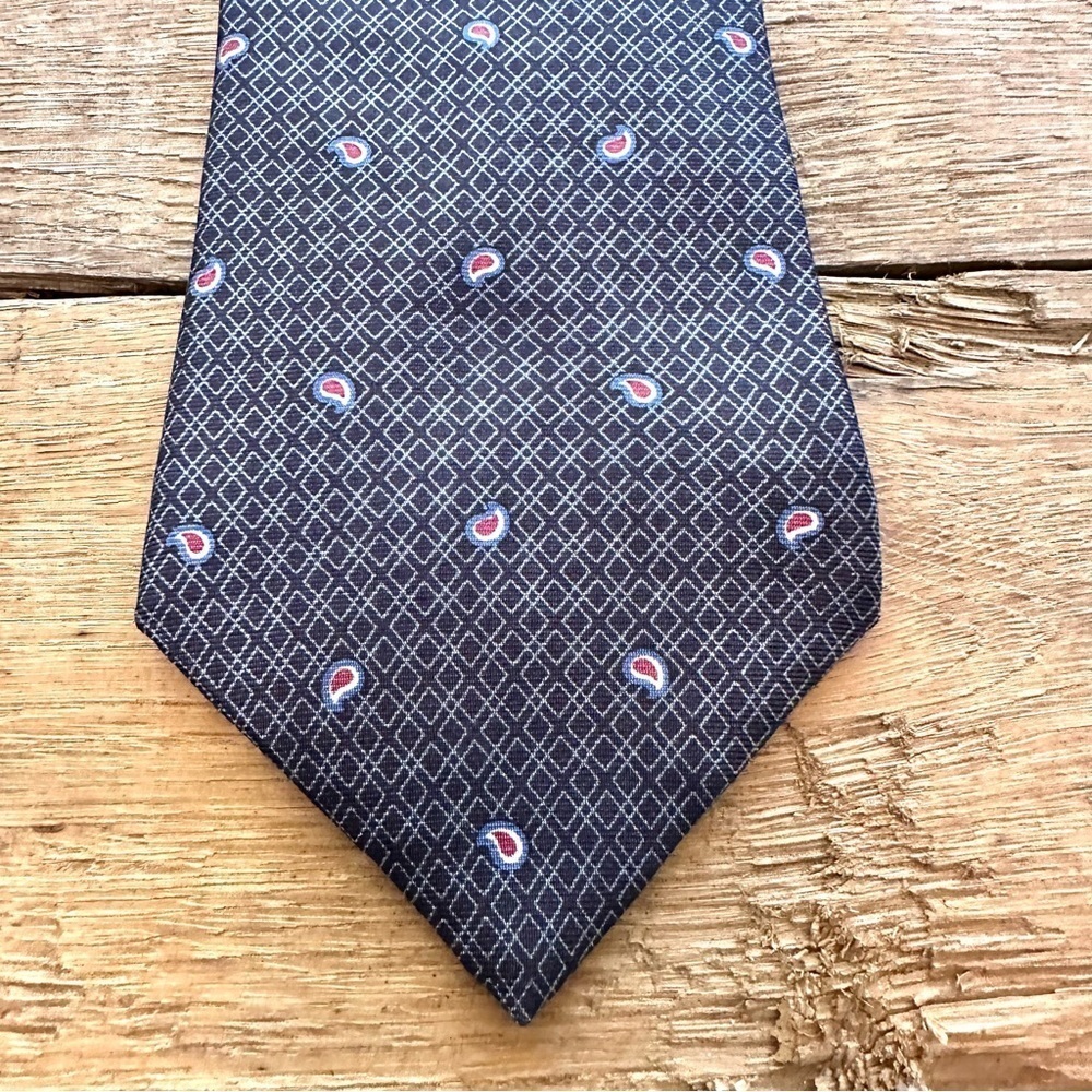 Tommy Hilfiger 100% Silk Paisley Tie Black O/S - Picture 5 of 5